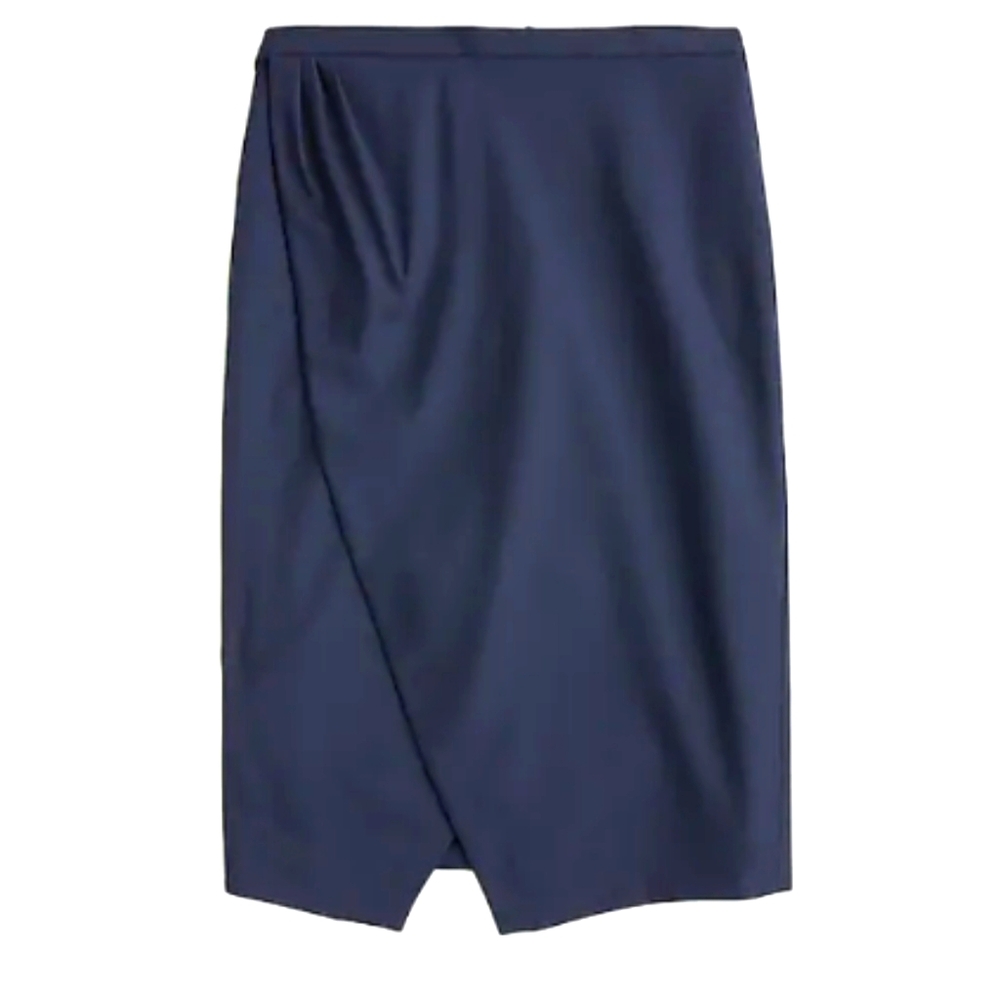 Asymmetrical pencil skirt in everyday wool Navy